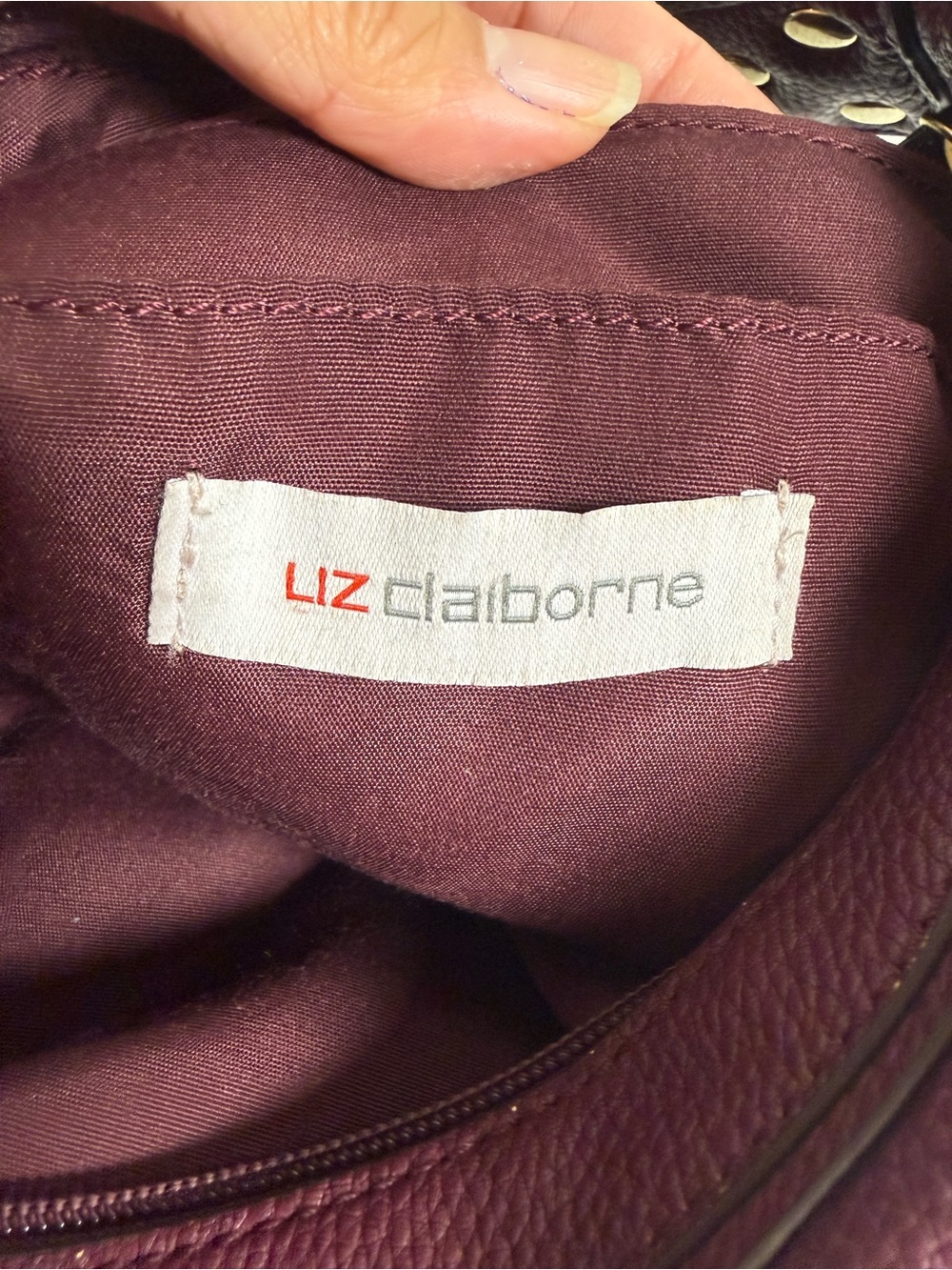 Liz Claiborne Burgundy Hobo Shoulder Bag Gold Hardware Charm Y2K Slouchy Purse - Picture 6 of 11
